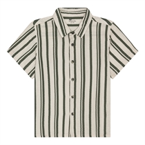 BIRKHOLM Muslin Skjorte Natur Beige & Oliven Grøn